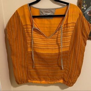 Prana Orange Bohemian Short Sleeve Top size M